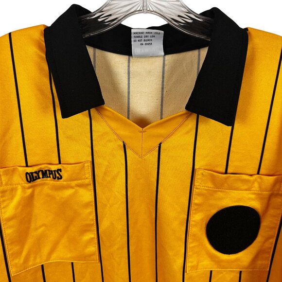 Olympus Size XL Yellow & Black Striped Referee Shirt 80% Polyester 20% Cotton - Picture 8 of 10